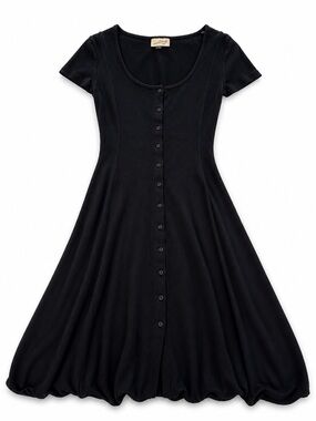 Universal Thread Black Scoop-Neck Button Midi Dress